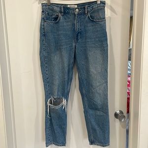 Reformation High Rise Medium Wash Wedgie Straight Leg Jeans